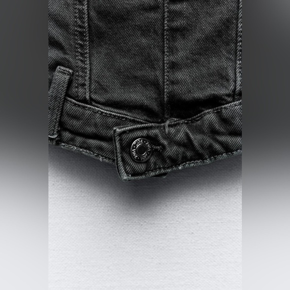 NWT Zara Black Denim Strapless Corset Top with Silver Buttons Size Medium - Picture 8 of 9